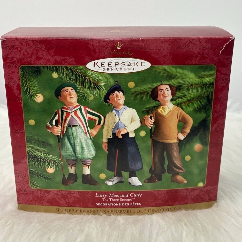 HALLMARK KEEPSAKE the Label Three Stooges Ornament Set “Larry,Moe and Curly”